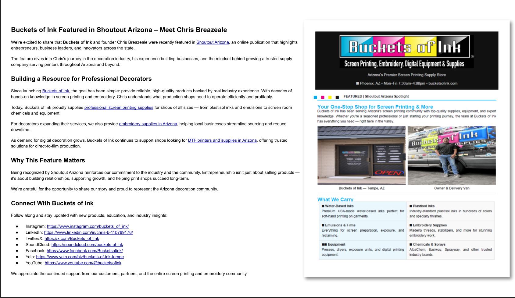 buckets of ink shoutout arizona