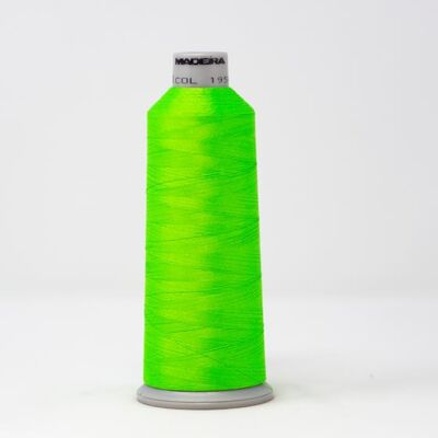 918-1950 Madeira Polyneon #40 WEIGHT (5500 yard) Cone Fluorescent Green Thumbnail