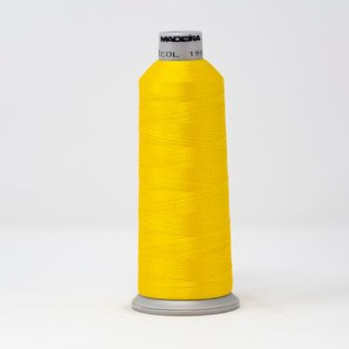 918-1980 MADEIRA POLYNEON #40 WEIGHT (5500 yard) CONE Yellow Thumbnail