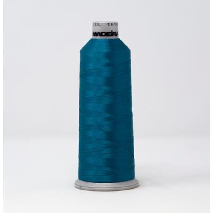 918-1890 MADEIRA POLYNEON #40 WEIGHT (5500 yard) CONE Blue/Green Thumbnail