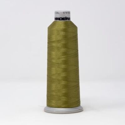 918-1956 MADEIRA POLYNEON #40 WEIGHT (5500 yard) CONE Green/Brown Thumbnail