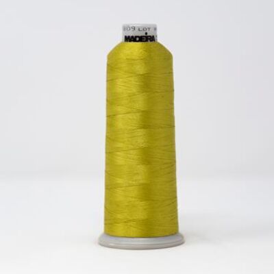 918-1809 MADEIRA POLYNEON #40 WEIGHT (5500 yard) CONE Yellow/Green Thumbnail